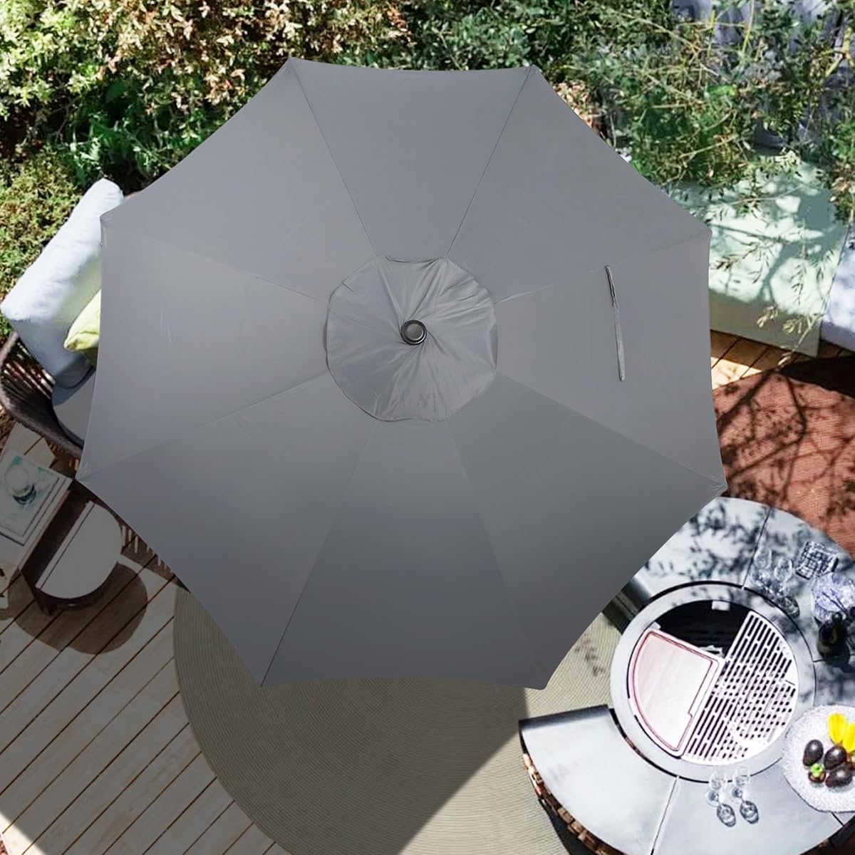 Blissun 9ft Patio Umbrella Replacement Canopy, Market Umbrella Top, Outdoor Table Umbrella Canopy for 8 Ribs, Canopy Only (Dark Grey) - detail image 6