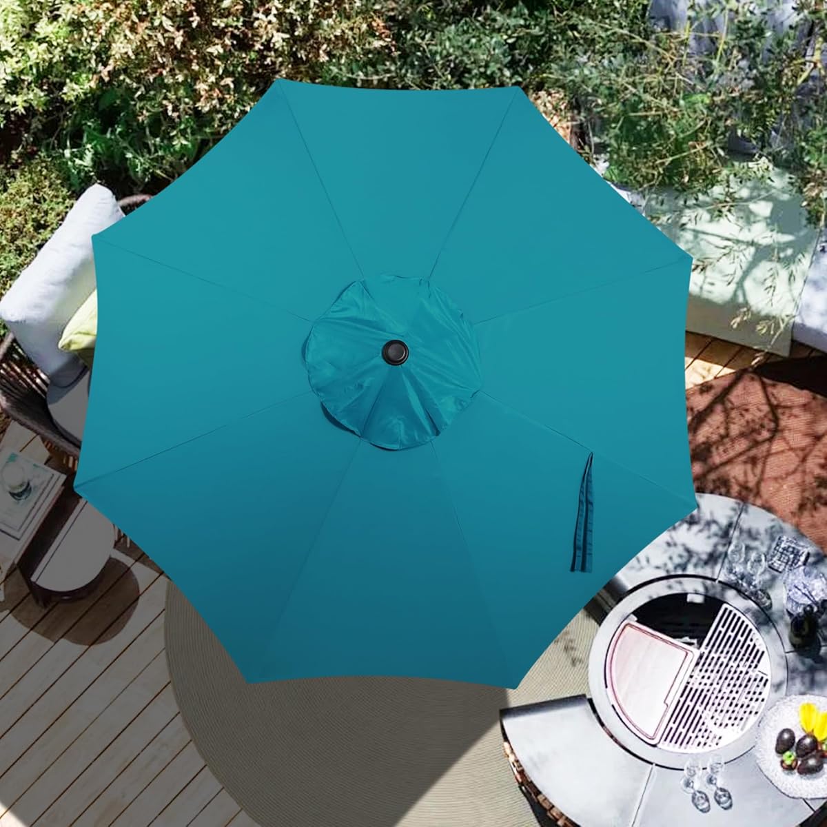 Blissun 9ft Patio Umbrella Replacement Canopy, Market Umbrella Top, Outdoor Table Umbrella Canopy for 8 Ribs, Canopy Only (Cerulean) - detail image 6