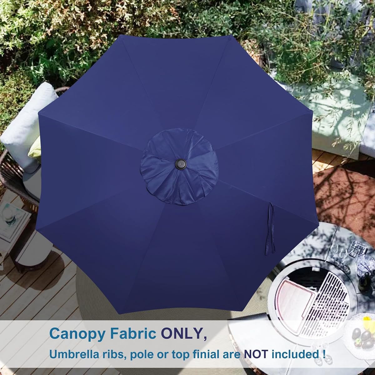 Blissun 9ft Patio Umbrella Replacement Canopy, Market Umbrella Top, Outdoor Table Umbrella Canopy for 8 Ribs, Canopy Only (Navy Blue) - detail image 6