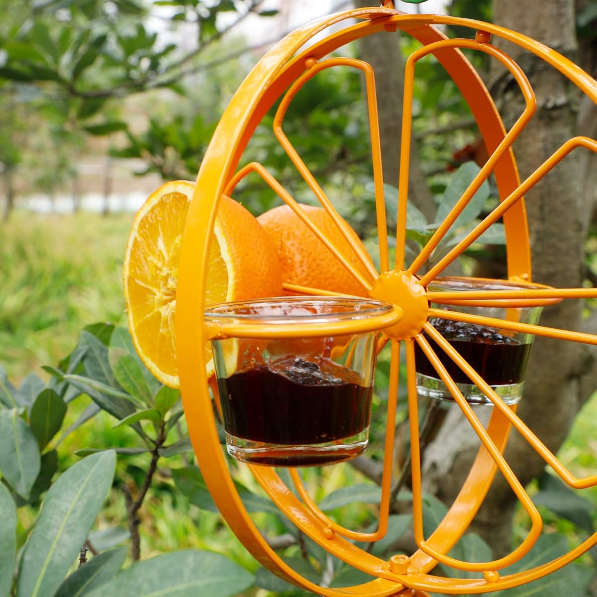FORUP Oriole Bird Feeder for Outdoors Jelly and Oranges, Orange Fruit Oriole Jelly Bird Feeder, Outdoor Garden Metal Hanging Drinking Grape Jelly Container Hummingbird Feeder - imagem de detalhe 5