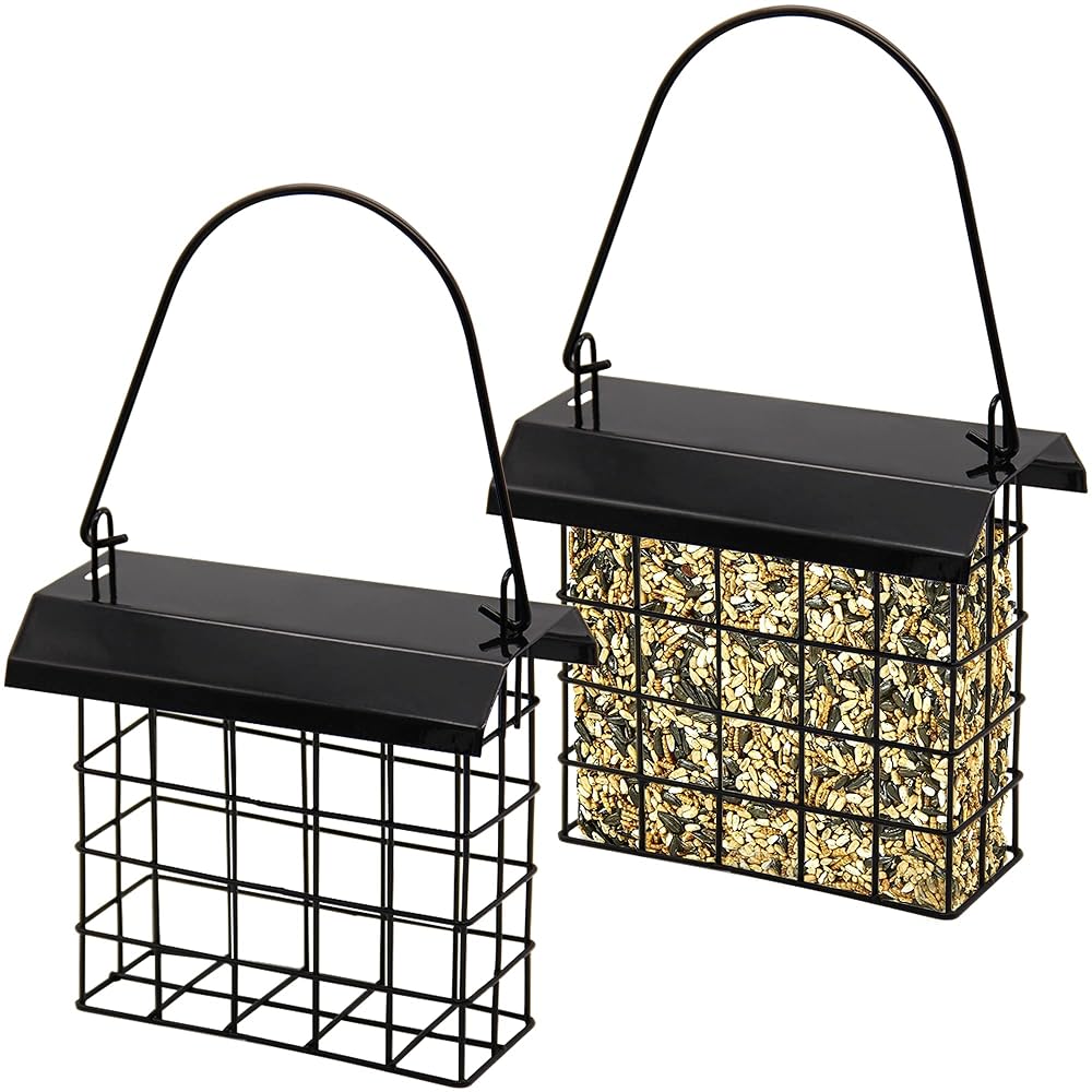 FORUP 2 Pack Suet Bird Feeder, Hanging Suet Feeder, Single Suet Cake Bird Feeder, One Suet Capacity