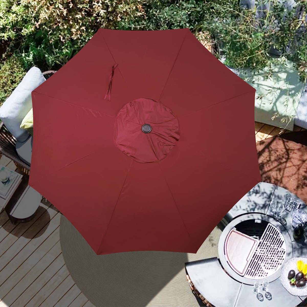 Blissun 9ft Patio Umbrella Replacement Canopy, Market Umbrella Top, Outdoor Table Umbrella Canopy for 8 Ribs, Canopy Only (Burgundy) - detail image 5