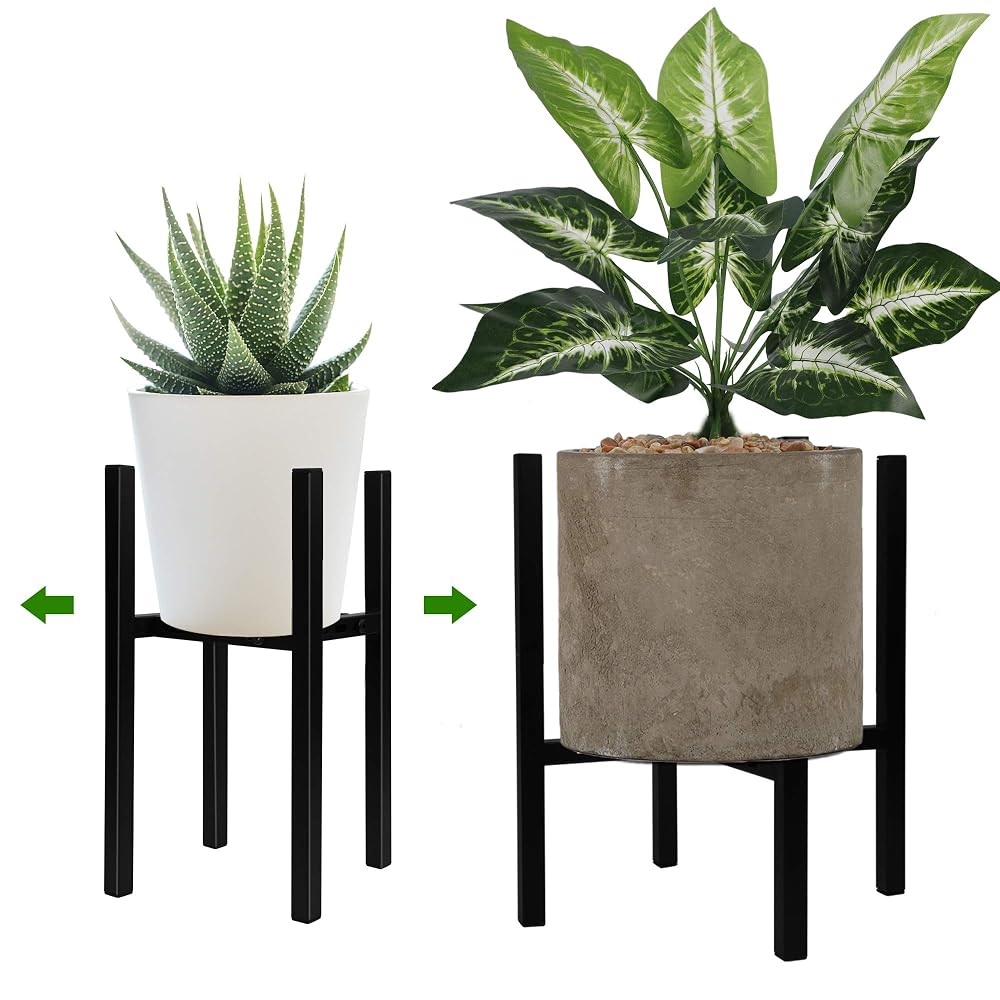 Blissun Adjustable Plant Stand Indoor Outdoor, Metal Flower Plant Pot Stand Holder, Modern Adjustable Potted Plant Display Rack, Fit 8 to 12 Inch Pots, One Pack