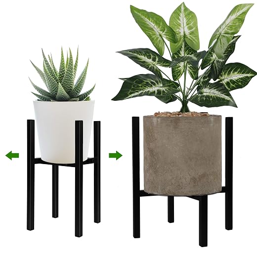 Blissun Adjustable Plant Stand Indoor Outdoor, Metal Flower Plant Pot Stand Holder, Modern Adjustable Potted Plant Display Rack, Fit 8 to 12 Inch Pots, One Pack