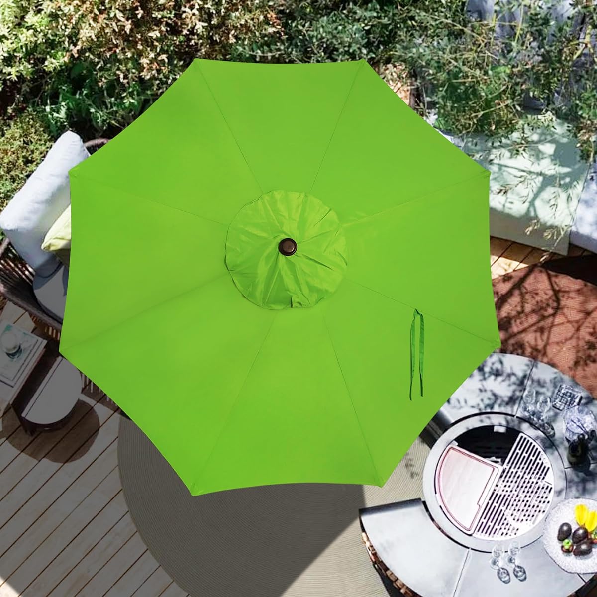 Blissun 9ft Patio Umbrella Replacement Canopy, Market Umbrella Top, Outdoor Table Umbrella Canopy for 8 Ribs, Canopy Only (Lime) - detail image 6