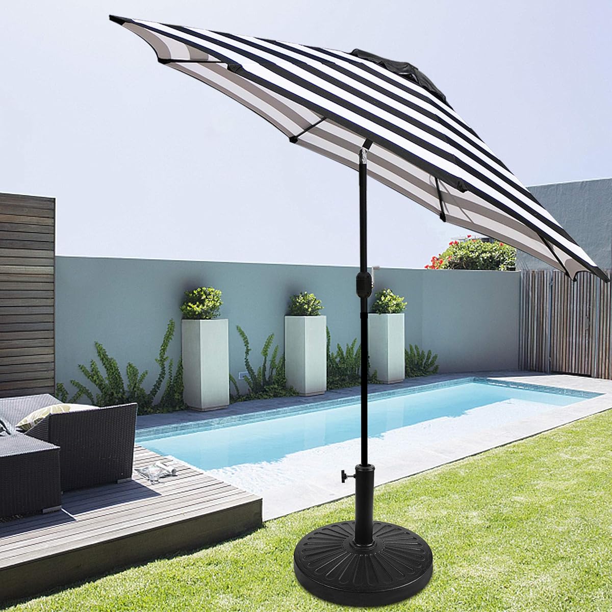 Blissun 22 lbs Patio Umbrella Base, Outdoor Umbrella Base, Market Umbrella Base Stand for Patio, Garden, Lawn, Black - detail image 5