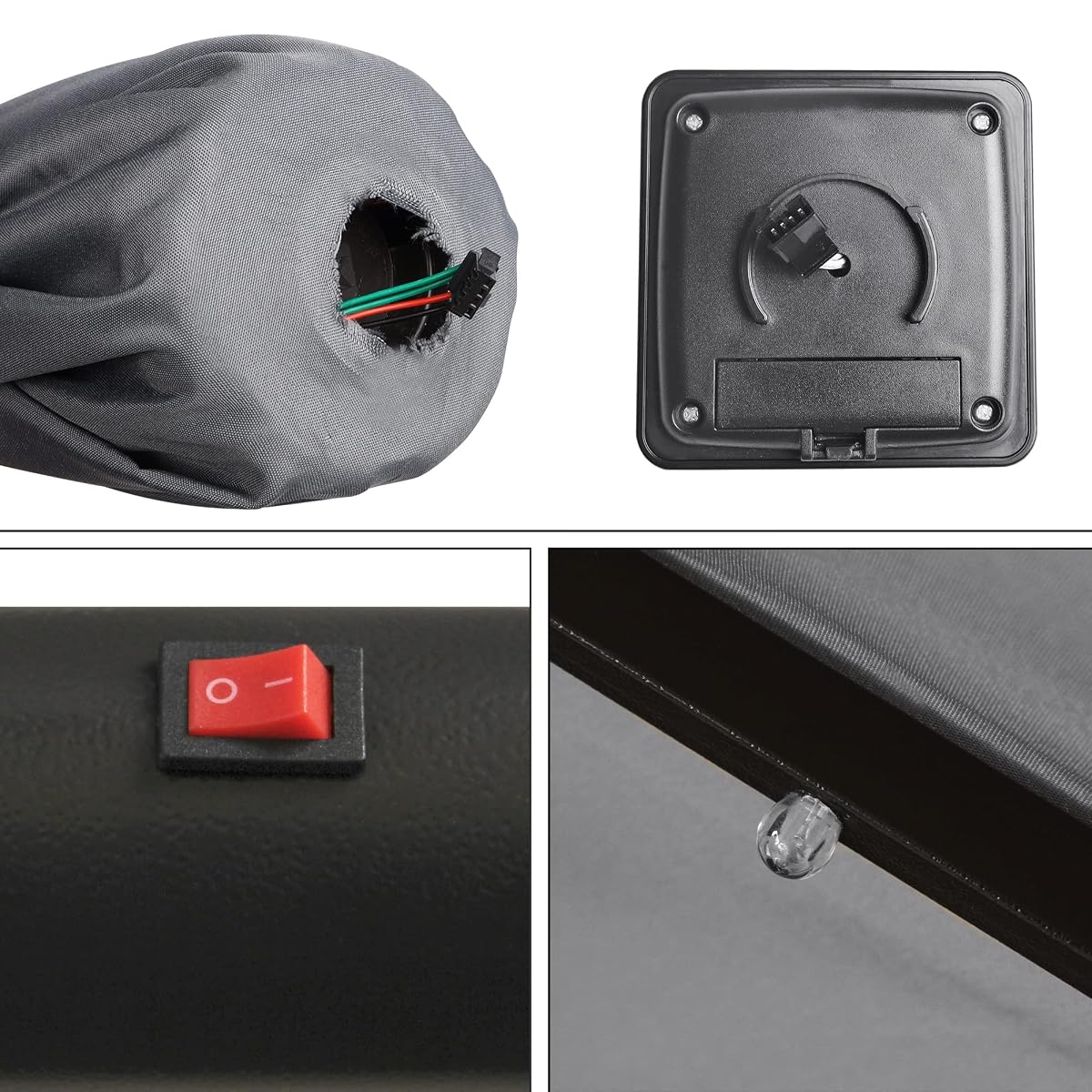 Blissun 7.5 ft Solar Umbrella 18 LED Lighted Patio Umbrella Table Market Umbrella, Dark Grey - detail image 2