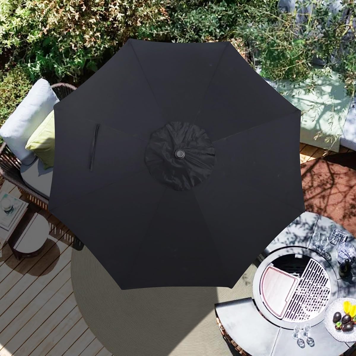 Blissun 9ft Patio Umbrella Replacement Canopy, Market Umbrella Top, Outdoor Table Umbrella Canopy for 8 Ribs, Canopy Only (Black) - detail image 6