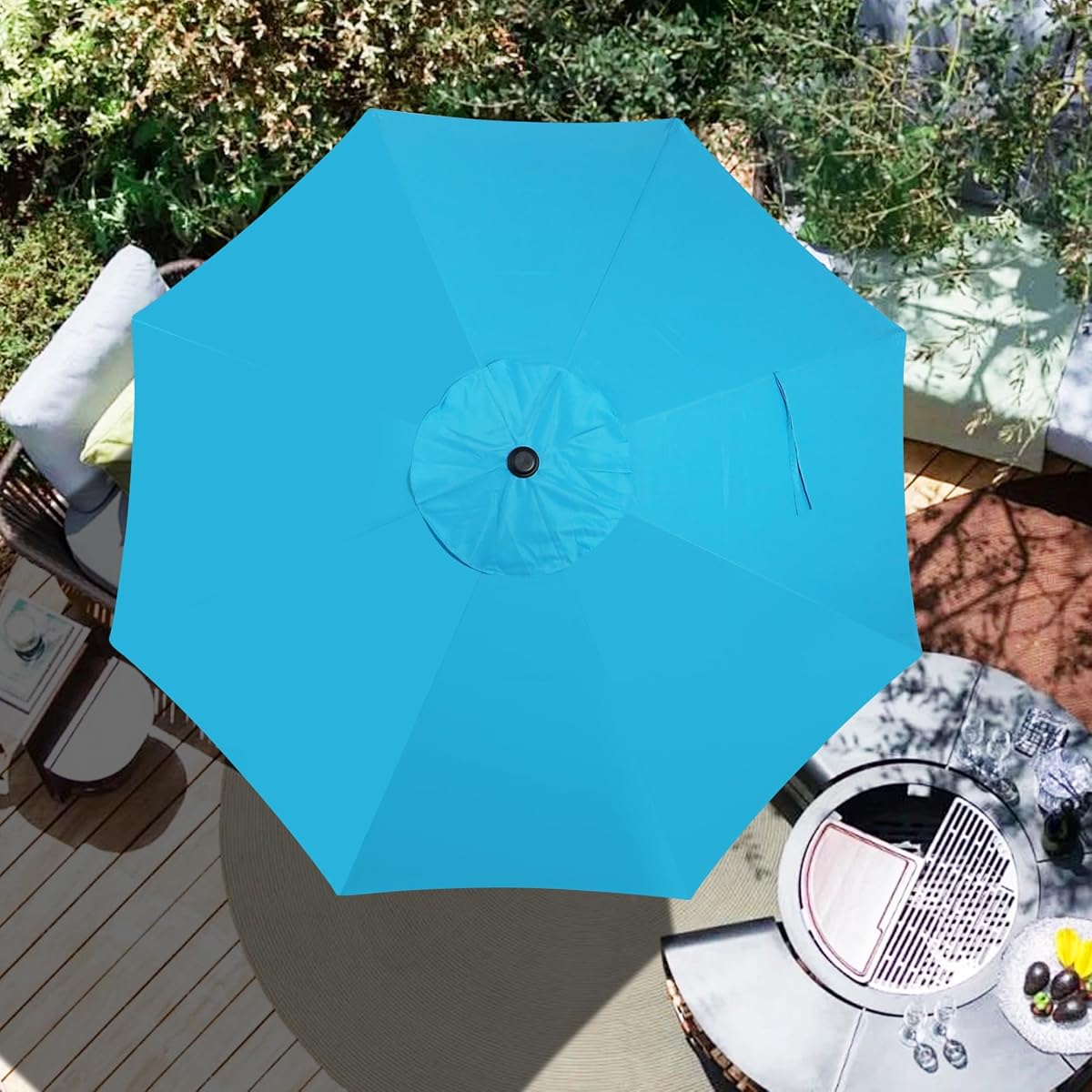 Blissun 9ft Patio Umbrella Replacement Canopy, Market Umbrella Top, Outdoor Table Umbrella Canopy for 8 Ribs, Canopy Only (Light Blue) - detail image 6