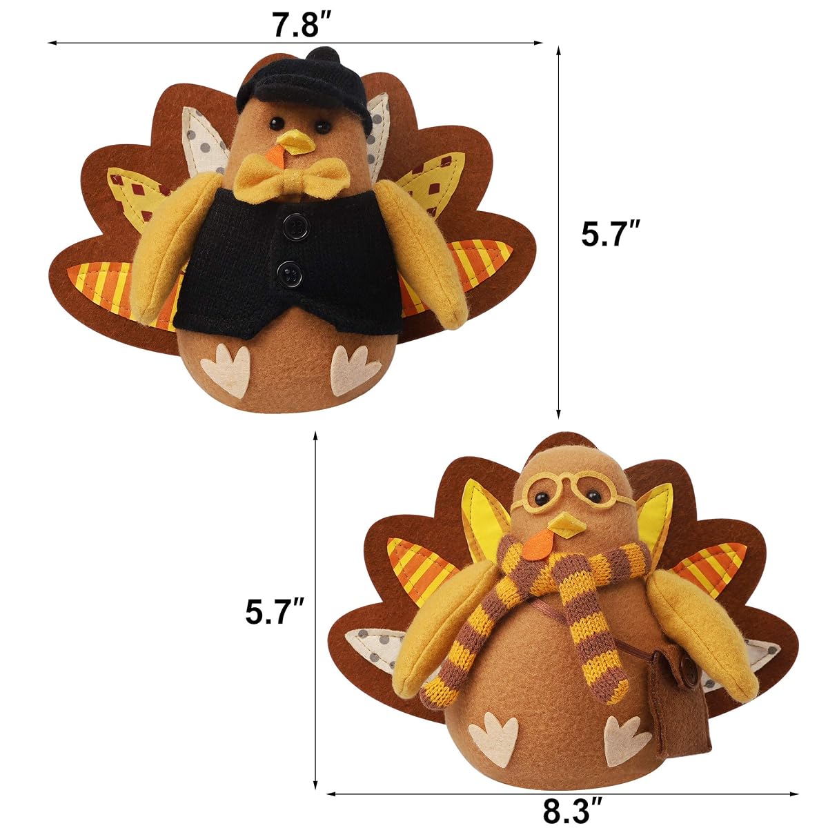 FORUP Standing Turkey Couple Thanksgiving Decoration for Autumn Fall Thanksgiving Harvest Halloween Home Decorations - imagen de detalle 1