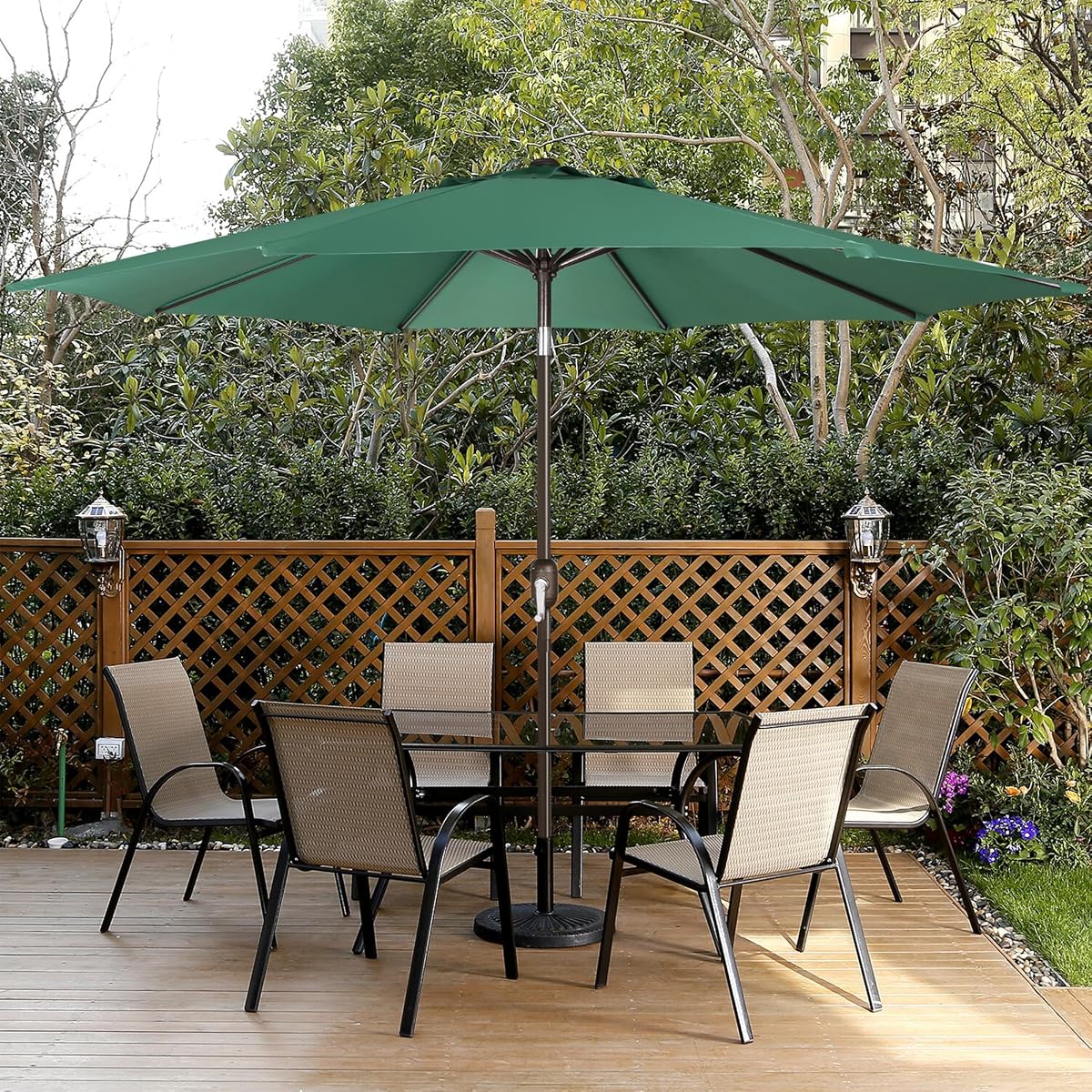 Blissun 9FT Patio Umbrella, Outdoor Table Umbrella, Yard Umbrella, Market Umbrella with 8 Sturdy Ribs, Push Button Tilt and Crank, Seaglass - detail image 6
