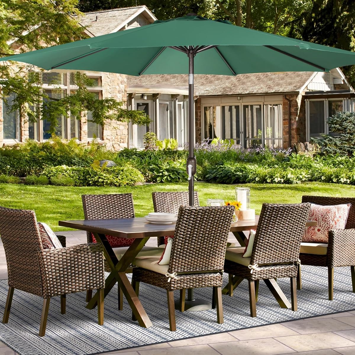 Blissun 9ft Patio Umbrella Replacement, Market Umbrella Top, Outdoor Table Umbrella Canopy for 8 Ribs (Seaglass) - detail image 5