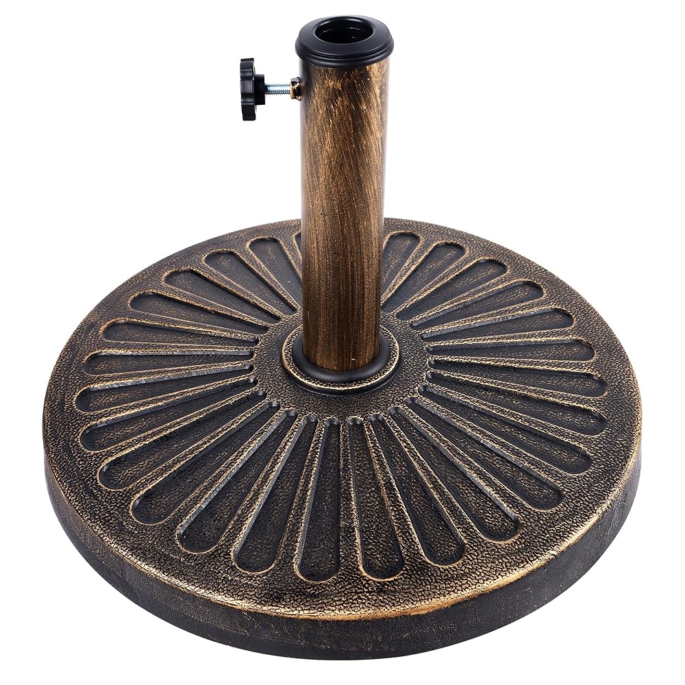 Blissun 26.5 lbs Outdoor Living Heavy Duty Round Antiqued Patio Umbrella Base, Bronze