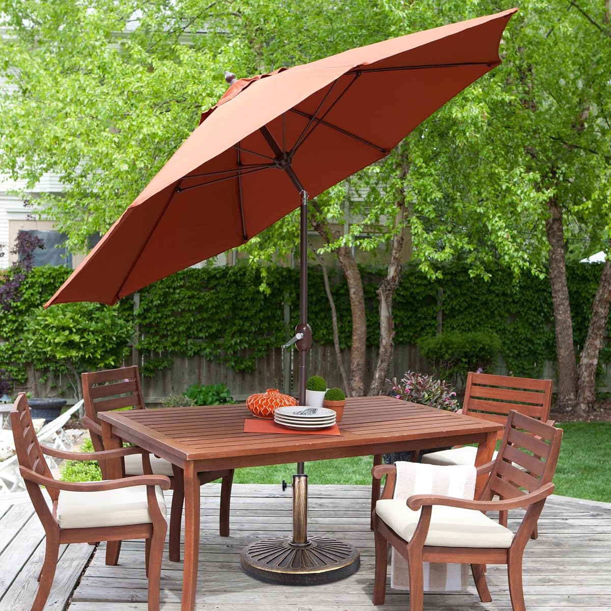 Blissun 26.5 lbs Outdoor Living Heavy Duty Round Antiqued Patio Umbrella Base, Bronze - detail image 5