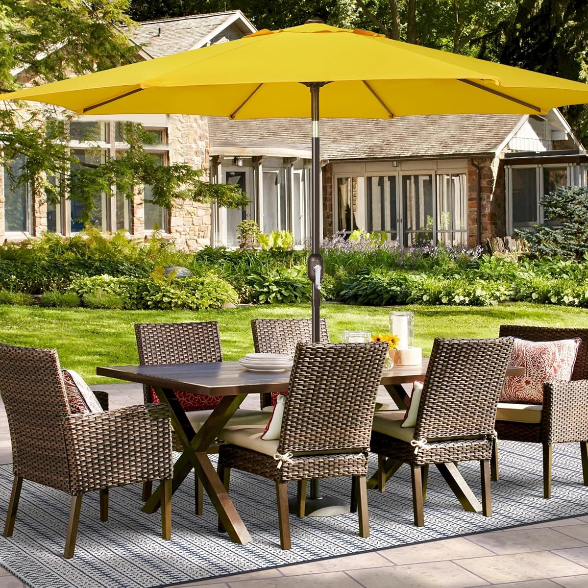 Blissun 9ft Patio Umbrella Replacement Canopy, Market Umbrella Top, Outdoor Table Umbrella Canopy for 8 Ribs, Canopy Only (Yellow) - detail image 5