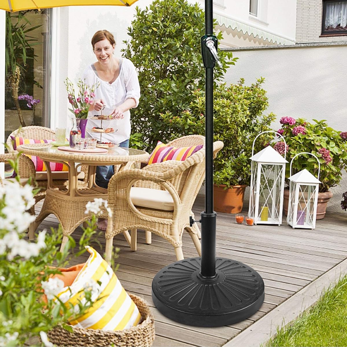 Blissun 22 lbs Patio Umbrella Base, Outdoor Umbrella Base, Market Umbrella Base Stand for Patio, Garden, Lawn, Black - detail image 4