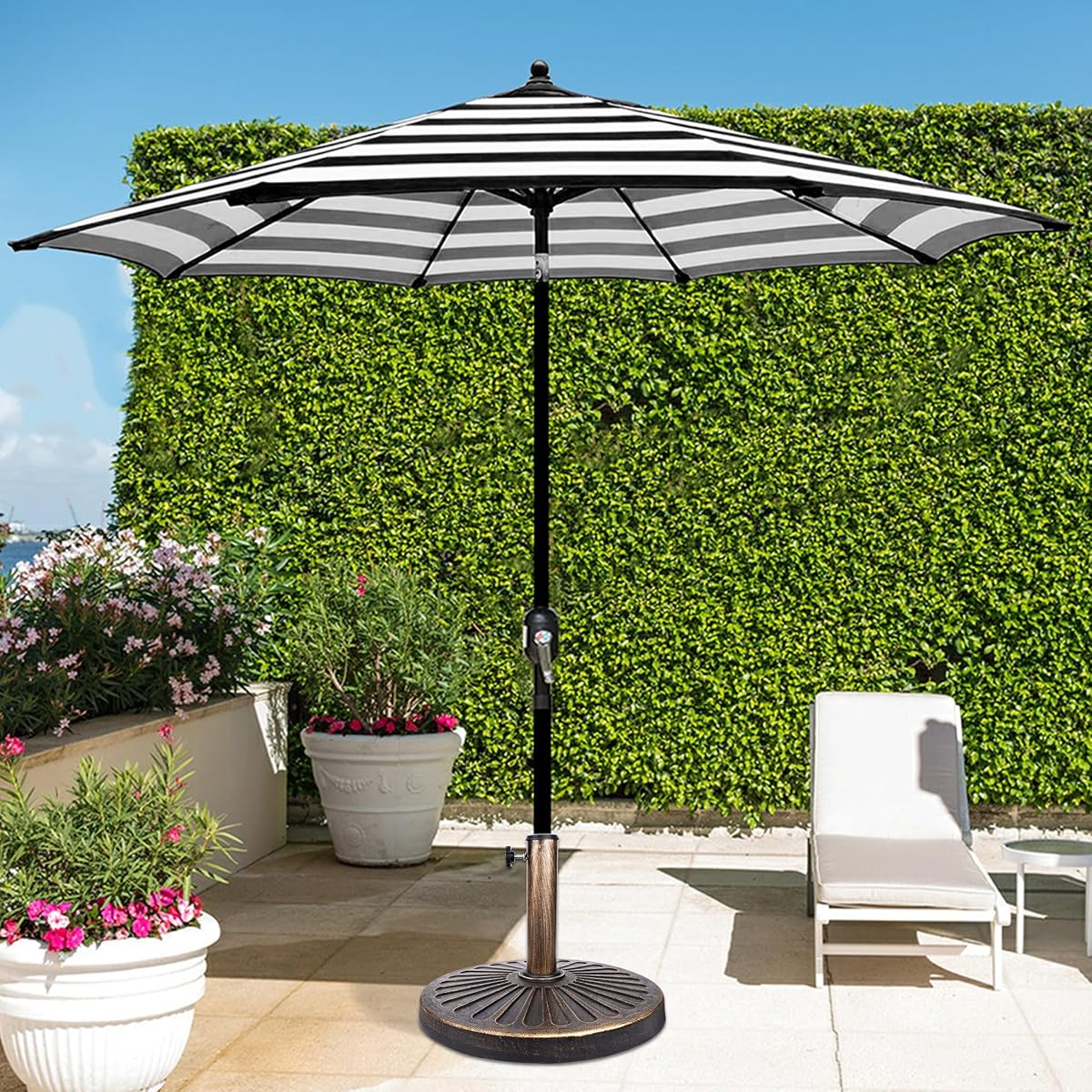 Blissun 26.5 lbs Outdoor Living Heavy Duty Round Antiqued Patio Umbrella Base, Bronze - detail image 4