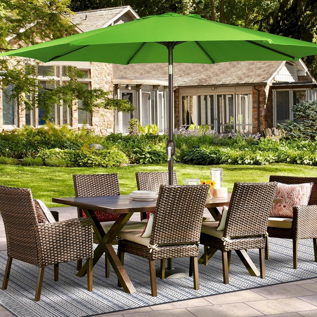Blissun 9ft Patio Umbrella Replacement Canopy, Market Umbrella Top, Outdoor Table Umbrella Canopy for 8 Ribs, Canopy Only (Lime) - detail image 5